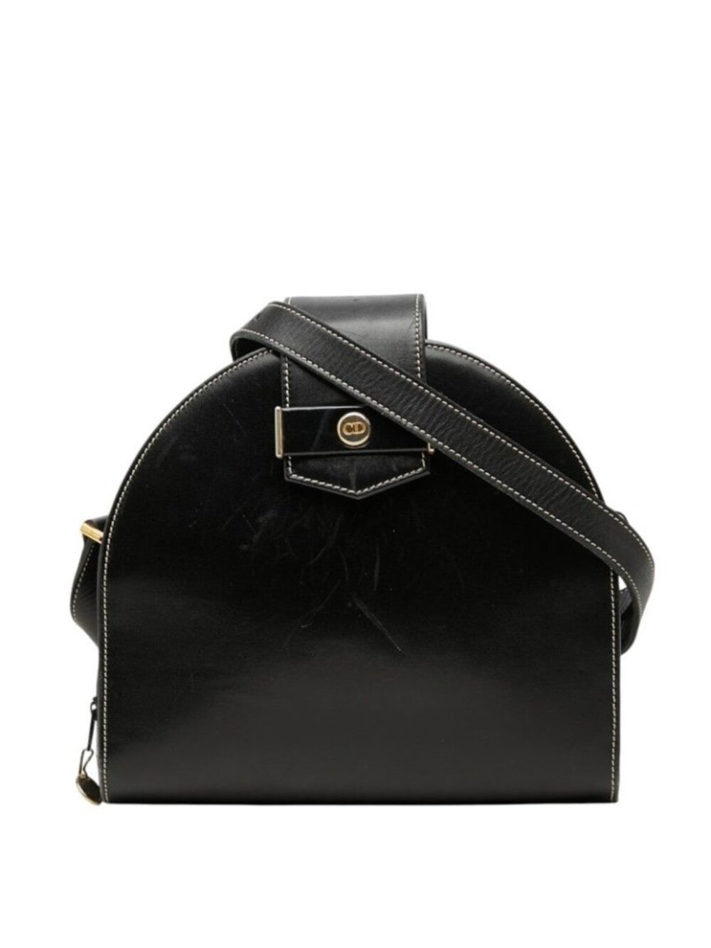 Dior Vintage Half Moon Shoulder Bag Black Leather